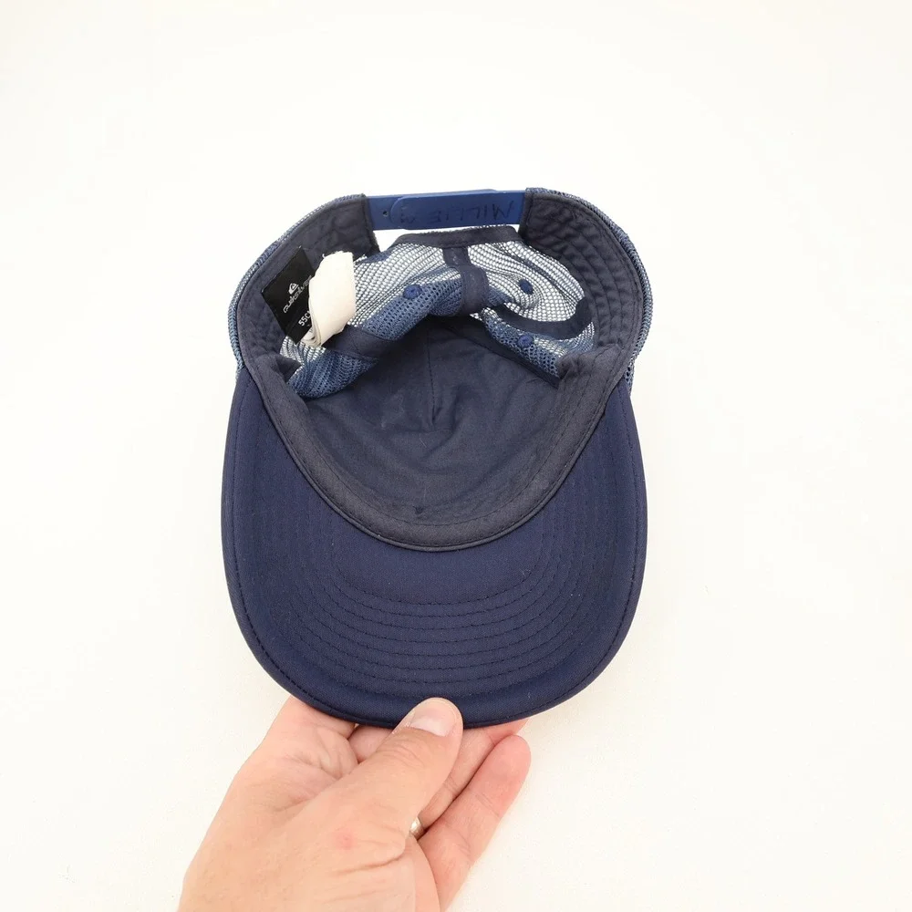 Quiksilver Youth Blue Trucker Hat Mountain Wave Patch Snapback Cap 55cm
